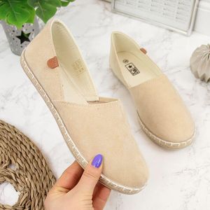 News Espadryle damskie slip on z wycięciami beżowe NEWS 39 1