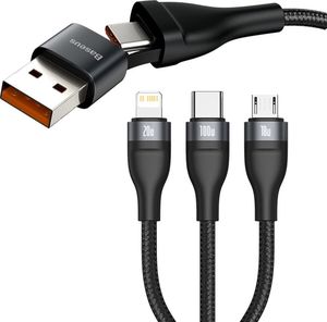 Kabel USB Baseus USB-C - USB-C + microUSB + Lightning 1.2 m Czarny (baseus_20210316135421) 2