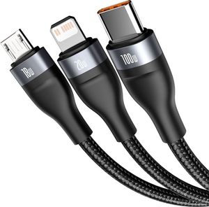 Kabel USB Baseus USB-C - USB-C + microUSB + Lightning 1.2 m Czarny (baseus_20210316135421) 3