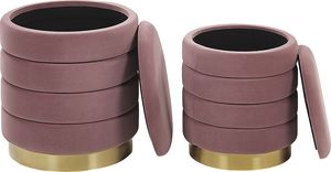 Beliani Zestaw 2 pufów ze schowkiem różowy GARLAND 2