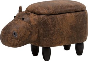 Beliani Pufa zwierzak ze schowkiem ekoskóra brązowa HIPPO 1