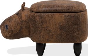 Beliani Pufa zwierzak ze schowkiem ekoskóra brązowa HIPPO 2