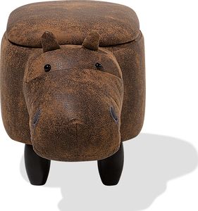 Beliani Pufa zwierzak ze schowkiem ekoskóra brązowa HIPPO 3