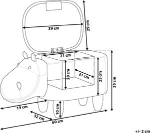 Beliani Pufa zwierzak ze schowkiem ekoskóra brązowa HIPPO 6