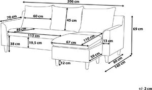 Beliani Narożnik obustronny beżowy ELVENES 5