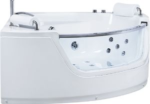 Wanna Beliani Wanna narożna LED z hydromasażem biała 140 cm MANGLE 3