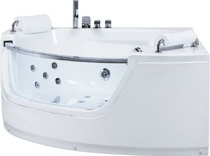 Wanna Beliani Wanna narożna LED z hydromasażem biała 140 cm MANGLE 4