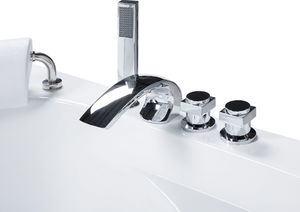 Wanna Beliani Wanna narożna LED z hydromasażem biała 140 cm MANGLE 5