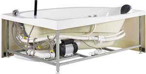 Wanna Beliani Wanna narożna LED lewa z hydromasażem biała NEIVA 3