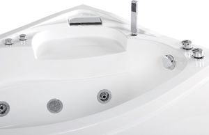 Wanna Beliani Wanna narożna LED lewa z hydromasażem biała NEIVA 5