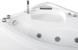 Wanna Beliani Wanna narożna LED prawa z hydromasażem biała NEIVA 5