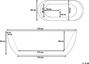 Wanna Beliani wolnostojąca Nevis 170 cm biała 7
