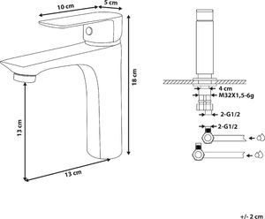 Bateria umywalkowa Beliani Berloi stojąca chrom (229662) 3