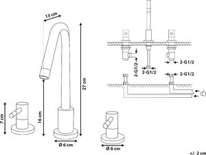 Bateria umywalkowa Beliani Kalambo stojąca złoty (229522) 8