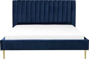 Beliani Łóżko welurowe 180 x 200 cm niebieskie MARVILLE 2