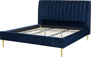 Beliani Łóżko welurowe 180 x 200 cm niebieskie MARVILLE 4