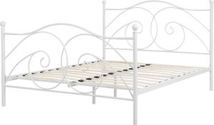 Beliani Łóżko metalowe 140 x 200 cm białe DINARD 2