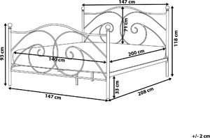 Beliani Łóżko metalowe 140 x 200 cm białe DINARD 7