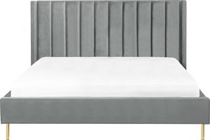 Beliani Łóżko welurowe 160 x 200 cm szare VILLETTE 2