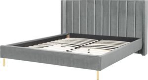 Beliani Łóżko welurowe 160 x 200 cm szare VILLETTE 4