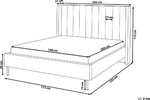 Beliani Łóżko welurowe 160 x 200 cm szare VILLETTE 7