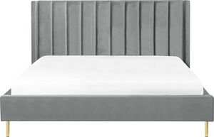Beliani Łóżko welurowe 180 x 200 cm szare VILLETTE 2
