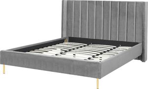 Beliani Łóżko welurowe 180 x 200 cm szare VILLETTE 4