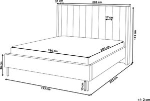 Beliani Łóżko welurowe 180 x 200 cm szare VILLETTE 7