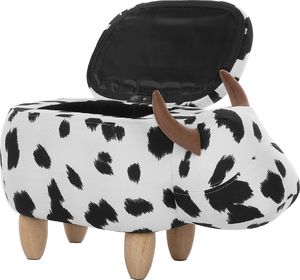 Beliani Pufa zwierzak ze schowkiem czarno-biała COW 3