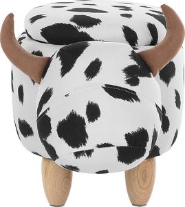 Beliani Pufa zwierzak ze schowkiem czarno-biała COW 4