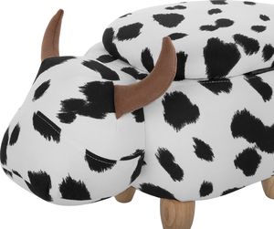 Beliani Pufa zwierzak ze schowkiem czarno-biała COW 7