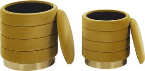 Beliani Zestaw 2 pufów ze schowkiem musztardowy GARLAND 2