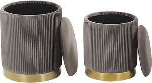 Beliani Zestaw 2 pufów ze schowkiem szary MIRAMAR 2