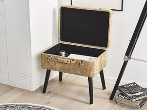 Beliani Stołek ze schowkiem sztruksowy beżowy MALLARD 2