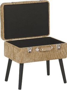 Beliani Stołek ze schowkiem sztruksowy beżowy MALLARD 3