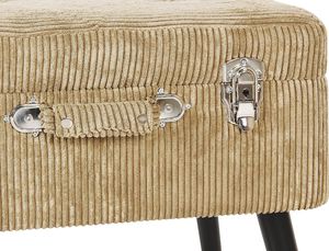 Beliani Stołek ze schowkiem sztruksowy beżowy MALLARD 7