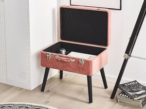 Beliani Stołek ze schowkiem sztruksowy różowy MALLARD 2