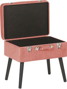 Beliani Stołek ze schowkiem sztruksowy różowy MALLARD 3