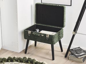 Beliani Stołek ze schowkiem sztruksowy zielony MALLARD 2