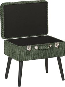 Beliani Stołek ze schowkiem sztruksowy zielony MALLARD 3