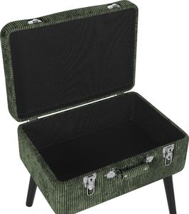 Beliani Stołek ze schowkiem sztruksowy zielony MALLARD 5