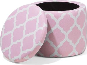 Beliani Puf ze schowkiem 35 cm różowo-biały TUNICA 2