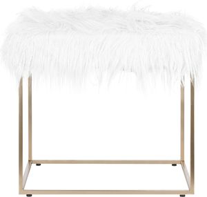 Beliani Stołek futrzany biały MANHATTAN 2