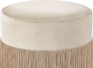 Beliani Puf z frędzlami 36 cm beżowoszary VIRGINIA 2