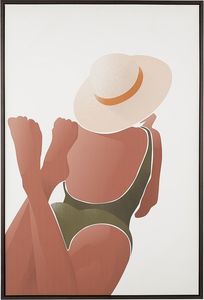 Beliani Obraz na płótnie w ramie 63 x 93 cm brązowo-biały FELTRINA 1