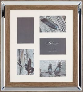 Ramka Beliani Multiramka na 5 zdjęć lustrzana ciemne drewno SINTA 1