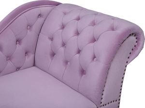 Beliani Szezlong welurowy prawostronny różowy NIMES 6