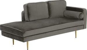 Beliani Szezlong welurowy prawostronny beżowoszary MIRAMAS 2