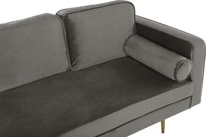 Beliani Szezlong welurowy prawostronny beżowoszary MIRAMAS 4