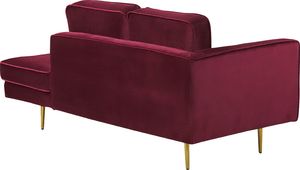 Beliani Szezlong welurowy lewostronny bordowy MIRAMAS 3
